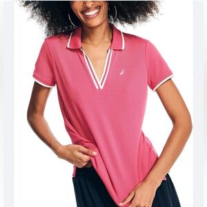 Nautica Womens Xtra-Large Pink Short Sleeve Polo